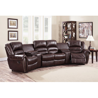 Abbie Home Theater Recliner (Row of 4) Upholstery: Burgundy by Wildon Home