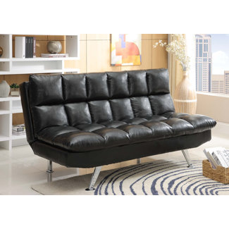 Adjustable Sleeper Sofa Futon and Mattress Upholstery: Black by Wildon Home