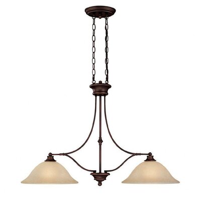 Belmont 2 Light Kitchen Island Pendant Finish: Burnished Bronze, Shade: Cream