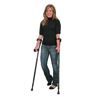2 Piece In-Motion Pro Short Ergonomic Forearm Crutch Color: Black image