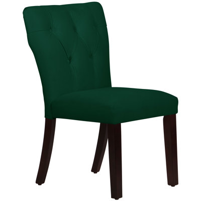 Velvet Tufted Hourglass Side Chair Upholstery: Emerald