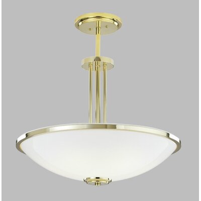 Manchester Bowl Pendant with Single Stem Finish Frame: Polished Brass, Size: 24