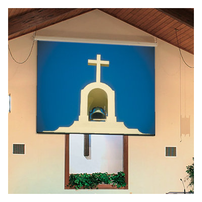 See Targa Matte White Electric Projection Screen with Low Voltage Motor Viewing Area: 144 H x 192 W More Images