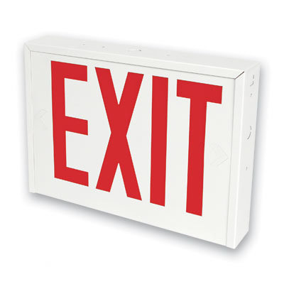 New York Steel LED Exit Sign in White Powder Coated