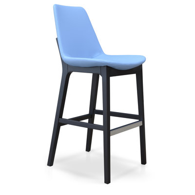 Eiffel 29 inch Bar Stool Upholstery: Black PPM Leatherette, Finish: Wenge