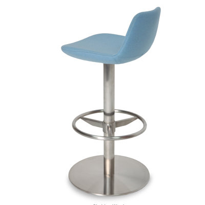 Pera Adjustable Height Swivel Bar Stool Finish: Brushed Stainless Steel, Upholstery: Bone
