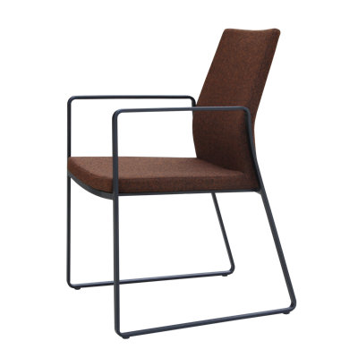 Pasha Slide Arm Chair Finish: Black, Upholstery: Dark Gray Wool