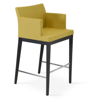 Soho 30 inch Bar Stool Finish: Walnut, Upholstery: Black Pepper Cotton