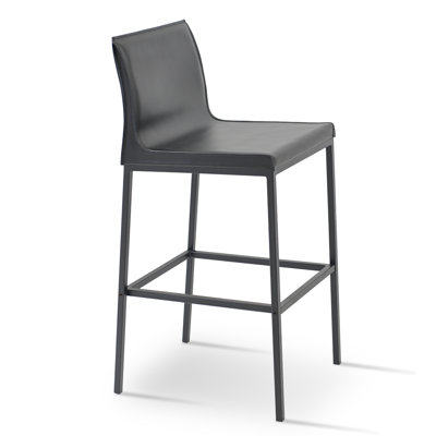 Polo 29 inch Bar Stool Upholstery: Light Brown, Base Finish: Black Powder