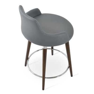 Dervish 29.5 inch Bar Stool Upholstery: Dark Gray Wool, Finish: Walnut