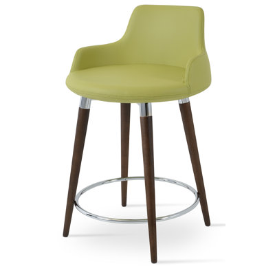 Dervish 29.5 inch Bar Stool Upholstery: Turquoise Wool, Finish: Natural