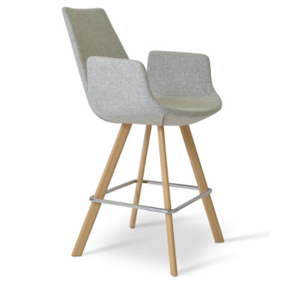 Eiffel Arm Sword Counter Finish: Walnut, Upholstery: White PPM Leatherette