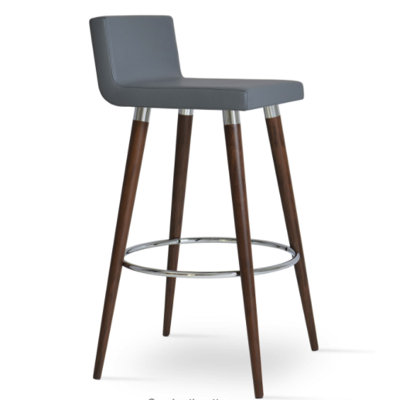 Dallas Wood 24 inch Bar Stool with Cushion Upholstery: Orange