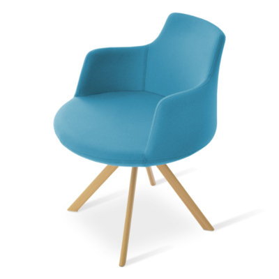 Dervish Sword Chair Finish: Natural, Upholstery: Leatherette - Green