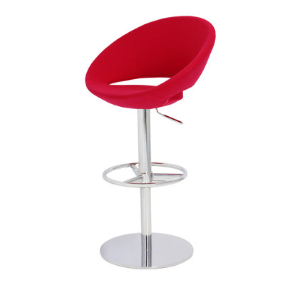 Crescent Adjustable Height Swivel Bar Stool Upholstery: Black, Finish: Stainless Steel