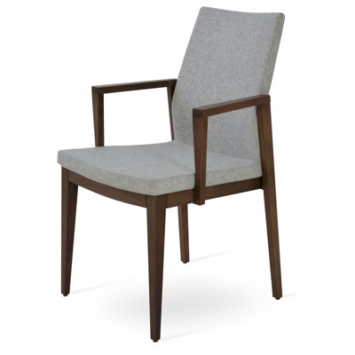 Pasha Wood Arm Chair Upholstery Type: Wool- Silver , Finish: Wenge