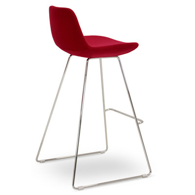 Napoli Wire Counter Stool Upholstery: Red