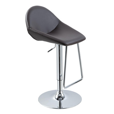 Adjustable Height Swivel Bar Stool Upholstery: Brown