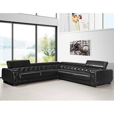 Orren Ellis ORNE1303 Coalpit Heath Upholstered Wood Frame Leather Sectional
