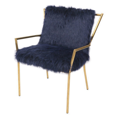 Shella Faux Fur Rose Arm Chair Upholstery: Navy Blue