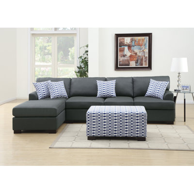 Poundex Y799092 Bobkona Cayden Reversible Chaise Sectional Upholstery