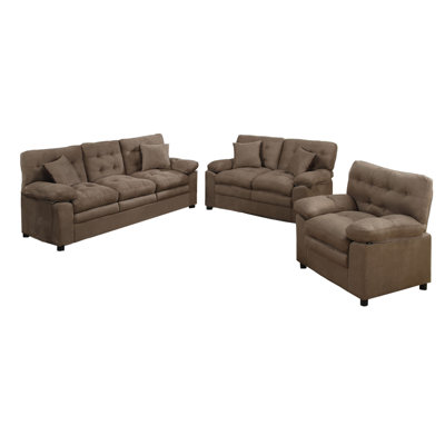 Poundex F7910 Bobkona Colona 3 Piece Living Room Set Upholstery