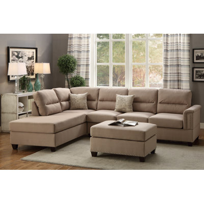 Poundex F7614 Bobkona Toffy Reversible Chaise Sectional Upholstery