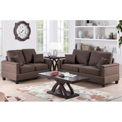 Poundex F7876 Bobkona Norris 2 Piece Sofa and Loveseat Set Upholstery