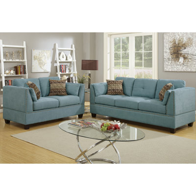 Poundex F6918 Bobkona Zenda Sofa and Loveseat Set Upholstery