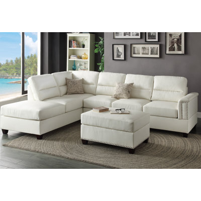 Poundex F7610 Bobkona Toffy Reversible Chaise Sectional Upholstery