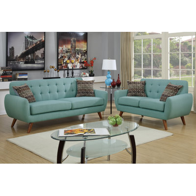 Poundex F6914 Bobkona Sonya 2 Piece Sofa and Loveseat Set Upholstery