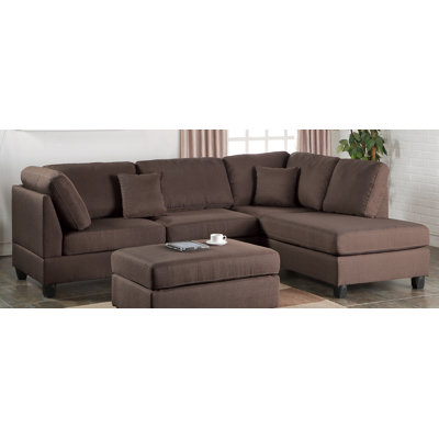 Poundex F7608 Bobkona Dervon Reversible Chaise Sectional Upholstery