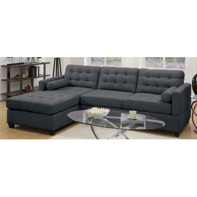 Poundex F7587 Bobkona Hardin Reversible Chaise Sectional Upholstery