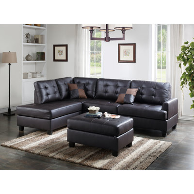 Poundex F6855 Bobkona Matthew Reversible Sectional Upholstery