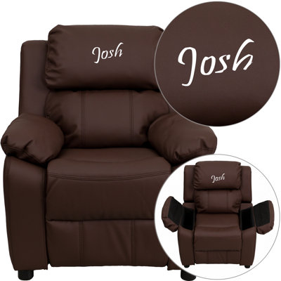 Personalized Kids Recliner Upholstery Type - Color: Leather - Brown image