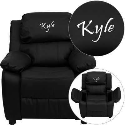 Personalized Kids Recliner Upholstery Type - Color: Leather - Black image