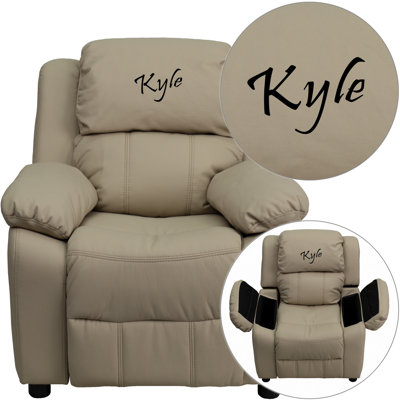 Personalized Kids Recliner Upholstery Type - Color: Vinyl - Beige image