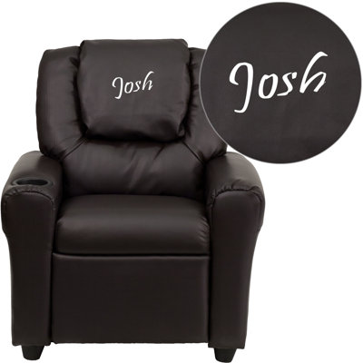 Personalized Kids Recliner Upholstery Type - Color: Leather - Brown image