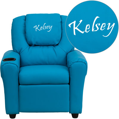 Personalized Kids Recliner Upholstery Type - Color: Vinyl - Turquoise image