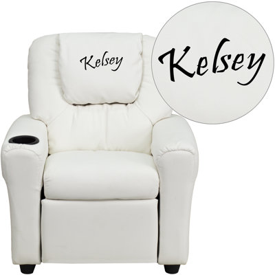 Personalized Kids Recliner Upholstery Type - Color: Vinyl - White image