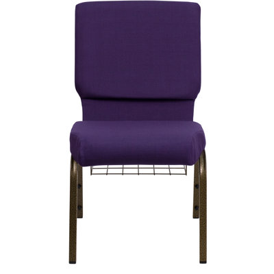 Hercules Series 18.5 Personalized Royal Fabric Church Chair with Communion Cup Book Rack image