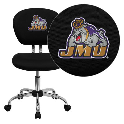 NCAA Embroidered Mid-Back Mesh Task Chair NCAA Team: James Madison Arms: Not Included image