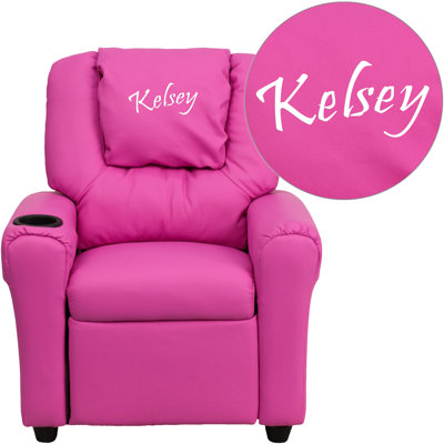 Personalized Kids Recliner Upholstery Type - Color: Vinyl - Hot Pink image
