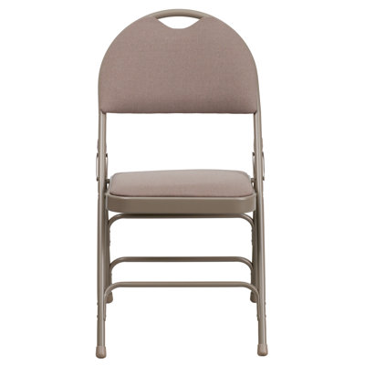 Hercules Series Personalized Folding Chair with Easy-Carry Handle Color: Beige image