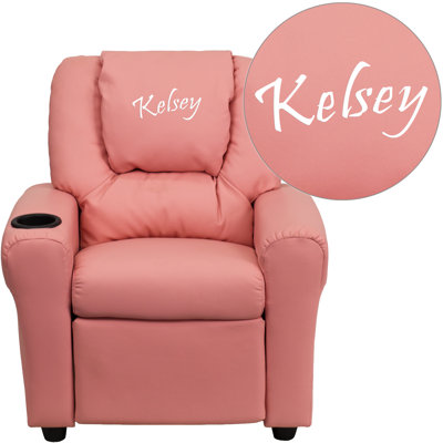 Personalized Kids Recliner Upholstery Type - Color: Vinyl - Pink image
