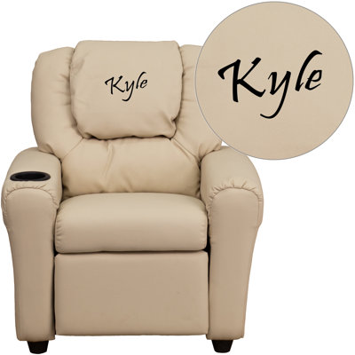 Personalized Kids Recliner Upholstery Type - Color: Vinyl - Beige image