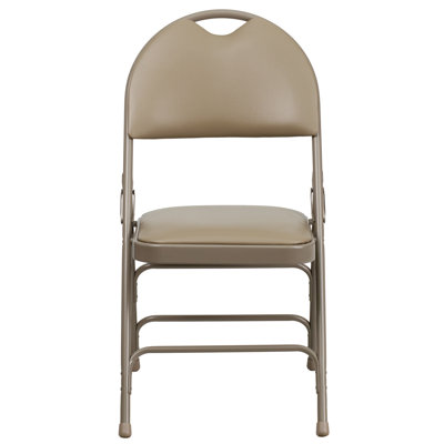 Hercules Series Personalized Folding Chair with Easy-Carry Handle Color: Beige image