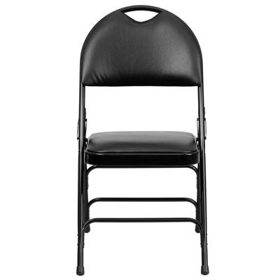 Hercules Series Personalized Folding Chair with Easy-Carry Handle Color: Black image