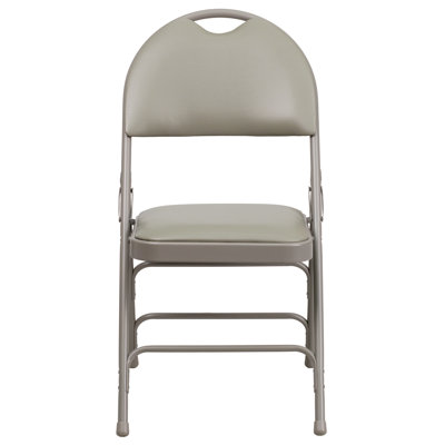 Hercules Series Personalized Folding Chair with Easy-Carry Handle Color: Gray image