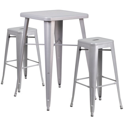 3 Piece Bar Table Set Finish: Silver